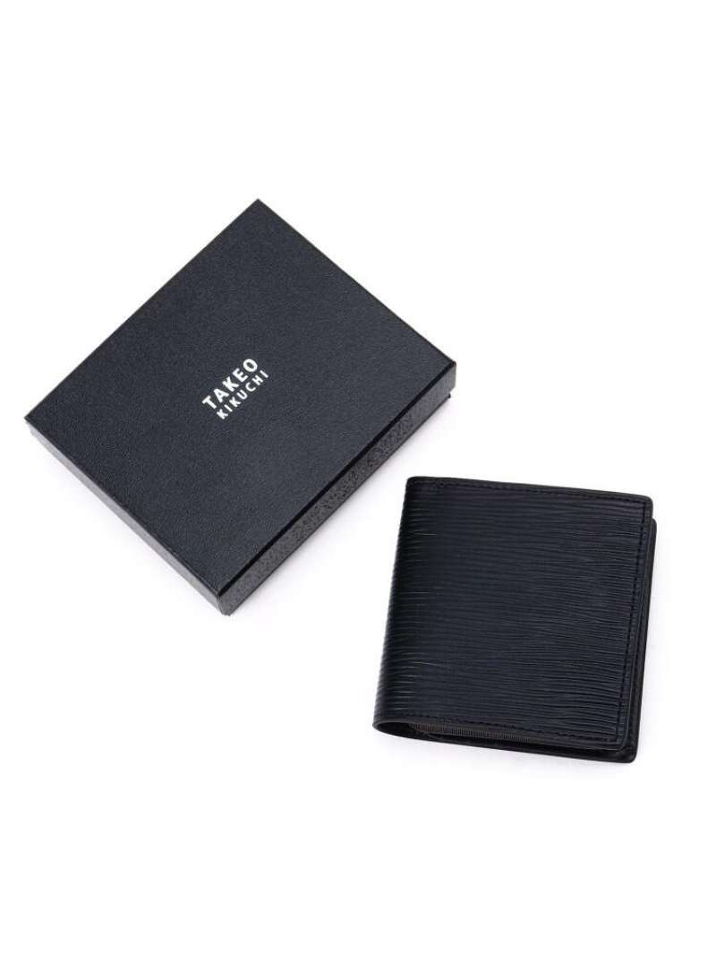代引き手数料無料 Takeo Kikuchi イタリアンレザー 二つ折りサイフ タケオキクチ 財布 小物 財布 ブラック ブラウン ネイビー 流行に Hughsroomlive Com