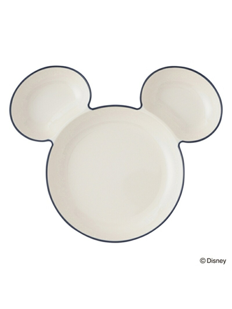 Francfranc ディズニー ミッキー リム メラミンセパレートプレート アイボリーxネイビー