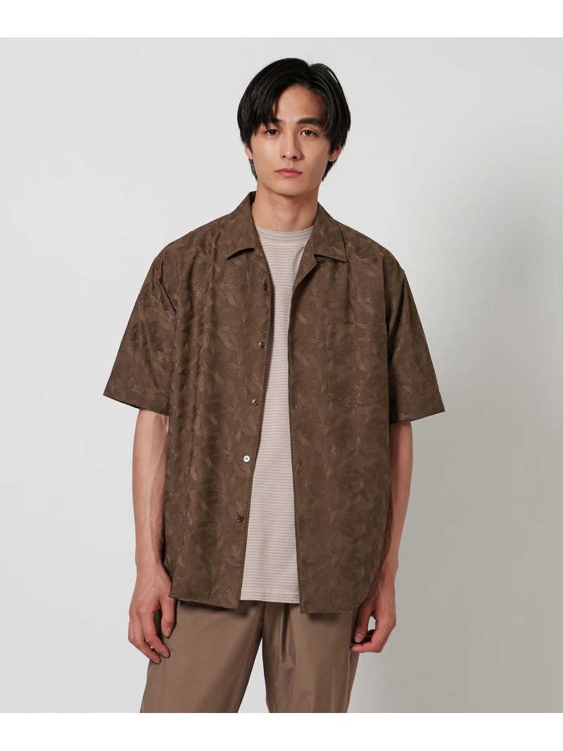 【SALE／50%OFF】UNITED ARROWS リーフ エンブロイダリー オープンカラーシャツ ユナイテッドアローズ アウトレット トップス シャツ・ブラウス ブラウン ブラック【RBA_E】【送料無料】