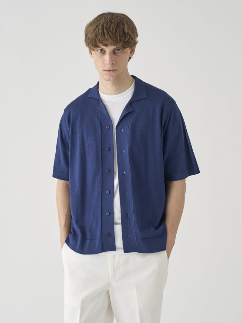 【SALE／40%OFF】JOHN SMEDLEY 綿織物 はと目柄ニットポロカーディガン ｜ ROWARTH ｜ 24G EASY FIT ジョンスメドレー トップス 編み物 米国海軍【RBA_E】【貨物輸送無料】