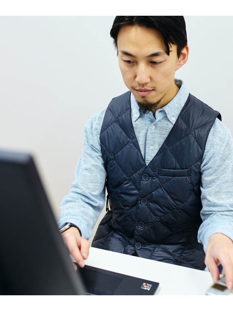 SHIPS MEN 【SHIPS別注】TAION:＜室内用便器能力のある＞パッカブル 下着類落ちこむ ジレ (より良い) シップス ジャケット・アウター ダウンジャケット・ダウンベスト 黒いこと 米国海軍 薄墨色【貨物輸送無料】