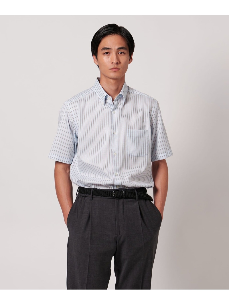 【SALE／50%OFF】UNITED ARROWS イージーケア AG パナマ ストライプ ボタンダウンカラーシャツ -抗菌防臭・通気性- ユナイテッドアローズ アウトレット トップス シャツ・ブラウス ブルー【RBA_E】【送料無料】 6,634円