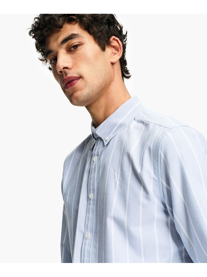 AIGLE 吸水速乾 ストライプ オックスフォードシャツ エーグル トップス シャツ・ブラウス ホワイト ブルー【送料無料】