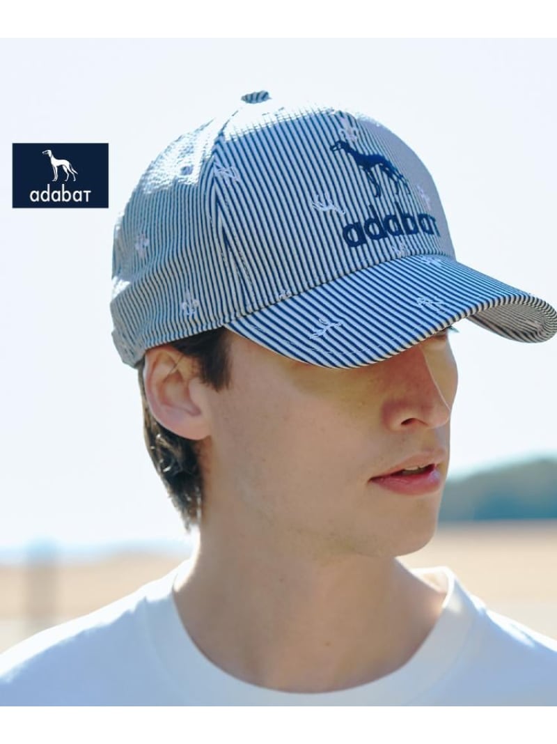 adabat 【ADABAT NAVY】飛び柄刺しゅうキャップ アダバット 帽子 キャップ ネイビー ホワイト【先行予約】*【送料無料】