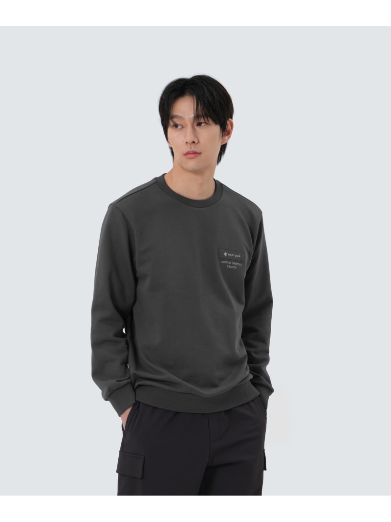 Snow Peak Woven Patch Sweatshirt スノーピーク トップス スウェット・トレーナー 薄墨色 黒いこと【貨物輸送無料】