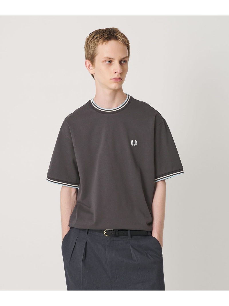 BEAUTY&YOUTH UNITED ARROWS 【別注】＜FRED PERRY＞ツインティップ クルーネック Tシャツ ビューティー＆ユース　ユナイテッドアローズ トップス カットソー・Tシャツ ブラック グレー ホワイト【送料無料】｜ Fashion Men