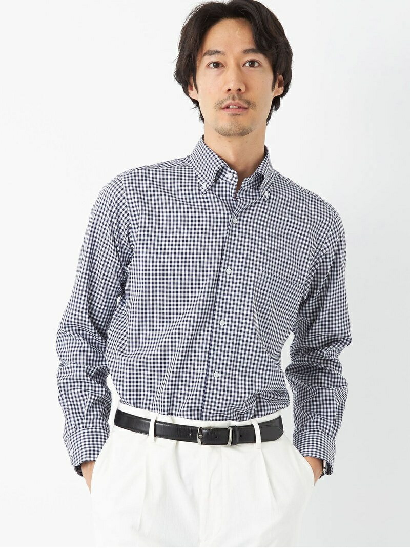 United Arrows Green コットン ギンガムチェック スタンダード ショートボタンダウン Label Relaxing ドレスシャツ イージーアイロン