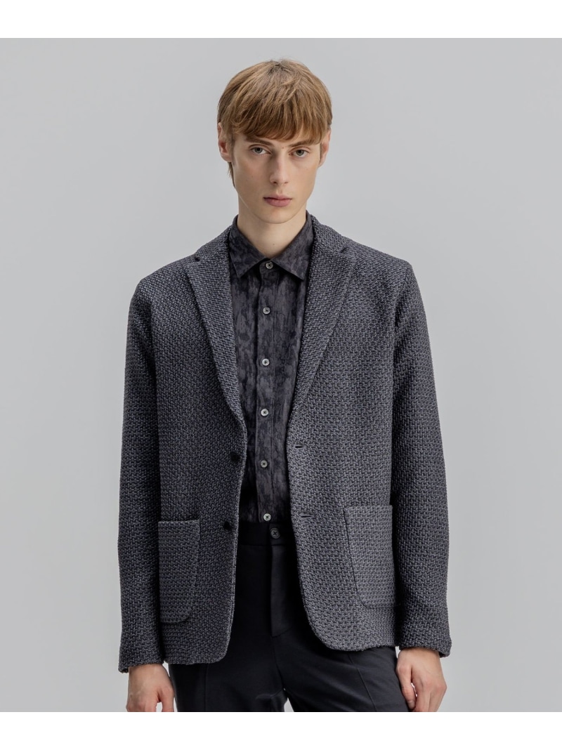 JOSEPH HOMME ストロータックステッチ ニットジャケット ジョゼフ オム ジャケット・アウター テーラードジャケット・ブレザー ネイビー グレー【送料無料】