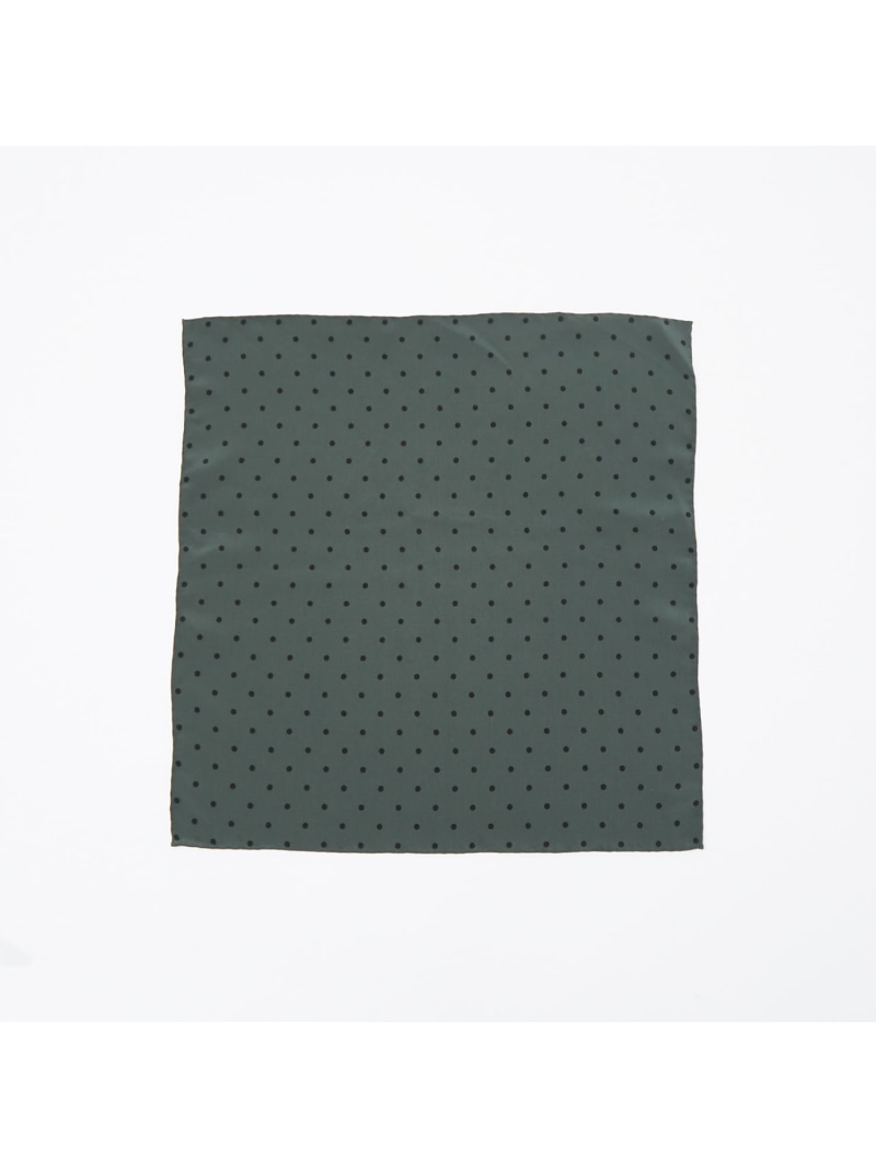 DESIGNWORKS 【シルク】ドット柄 チーフ デザインワークス ファッション雑貨 スカーフ・バンダナ カーキグリーン【送料無料】