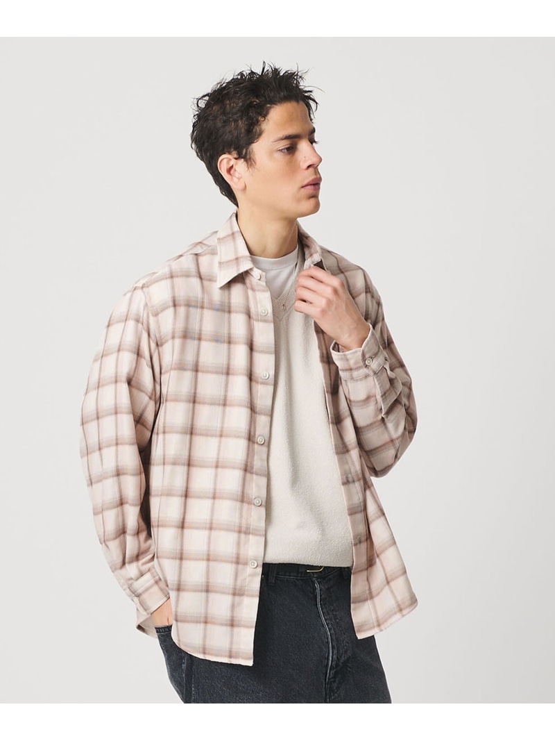 【SALE／19%OFF】BEAUTY\u0026YOUTH UNITED ARROWS 花の冠yd オンブレチェック レギュラー プルオーバー GRANDE TAPERD型 もの言う花＆若い衆 ユナイテッドアローズ トップス プルオーバー・トップ 薄墨色 サクラ色【RBA_E】【貨物輸送無料】
