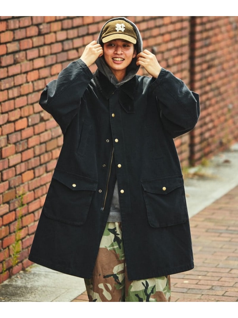 【SALE／50%OFF】NAUTICA ヴィンテージライク 衿切り替え クラッシュド ダックコート 25AW フリークスストア ジャケット・アウター ステンカラーコート グリーン ベージュ ブラック【RBA_E】【送料無料】