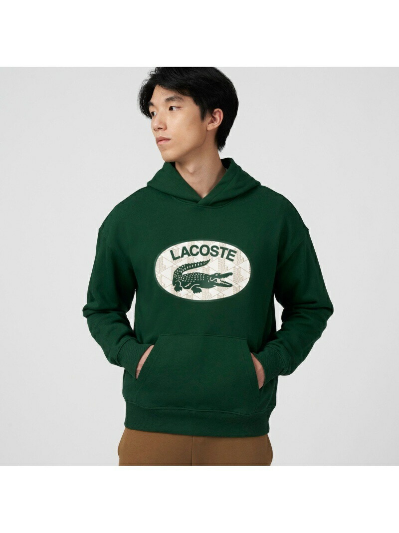 国内配送★LACOSTE★モノグラムレイヤードロゴフーディー 在庫少 