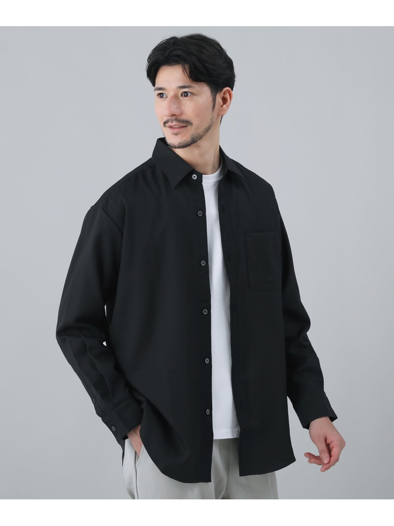 【SALE／5%OFF】ALLOWED TO UNFOLD 日本製TECHツイルイージーケアレギュラーカラーシャツ カジュアル トップス シャツ・ブラウス グレー ブラック ホワイト【RBA_E】【送料無料】