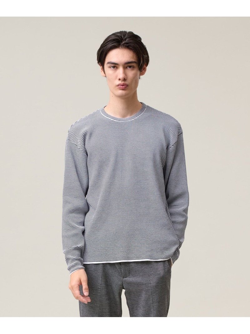 【SALE／20%OFF】J.PRESS 【Tシャツ感覚で着られる新感覚ニット】ボーダーニット ロングスリーブTシャツ ジェイプレス トップス ニット グリーン ネイビー【RBA_E】【送料無料】
