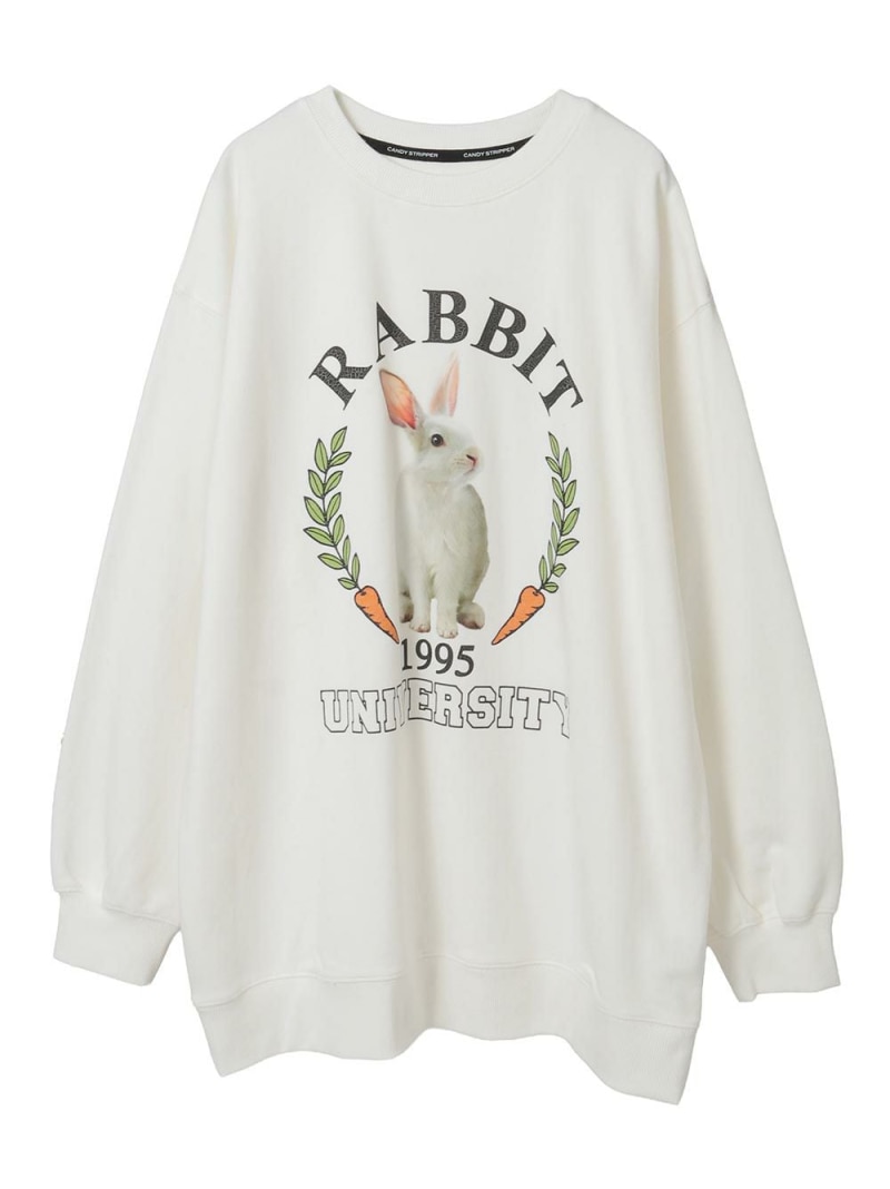 【SALE／30%OFF】Candy Stripper RABBIT UNIVERSITY SWEAT ONE-PIECE キャンディストリッパー トップス スウェット・トレーナー ピンク レッド ホワイト ネイビー【RBA_E】【送料無料】