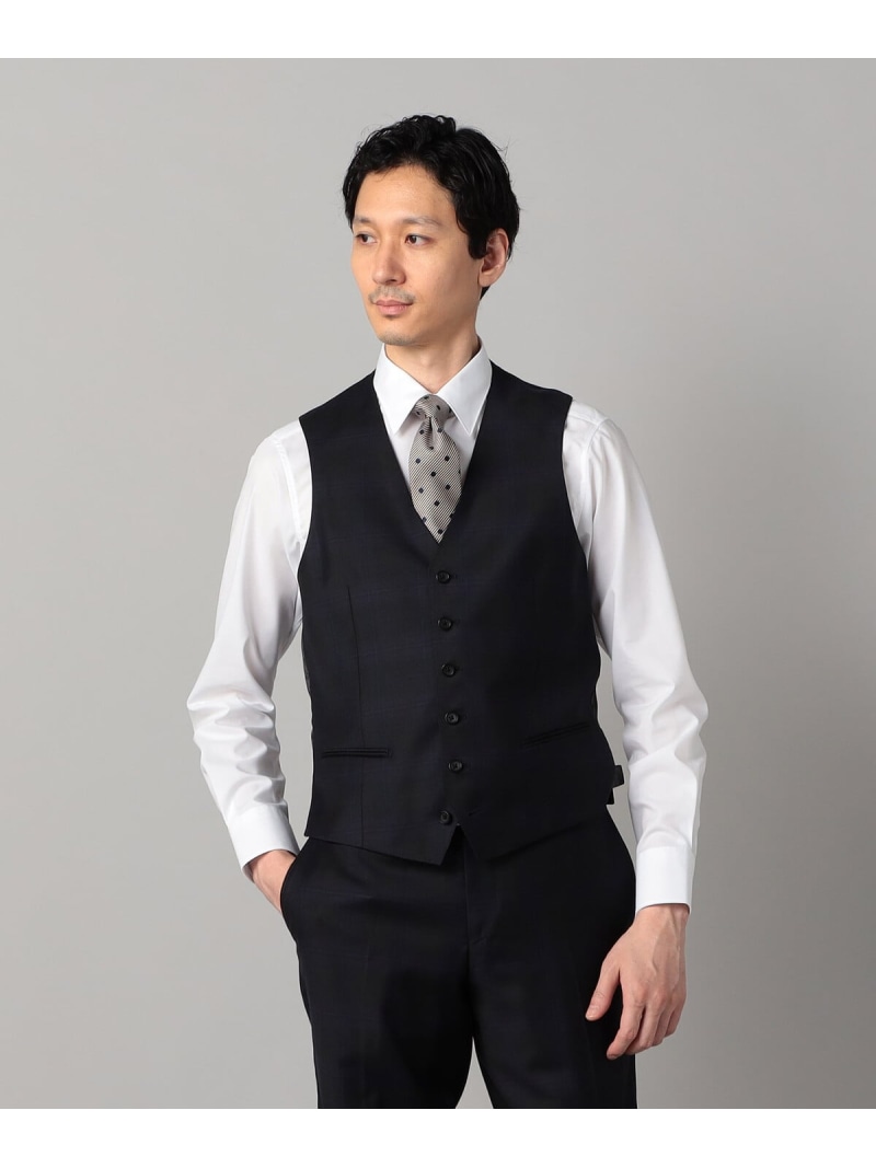 COMME CA MEN 【セットアップ対応】尾州産 IL PRINCIPE タータンチェック ベスト コムサメン スーツ・フォーマル スーツベスト ブラック【送料無料】