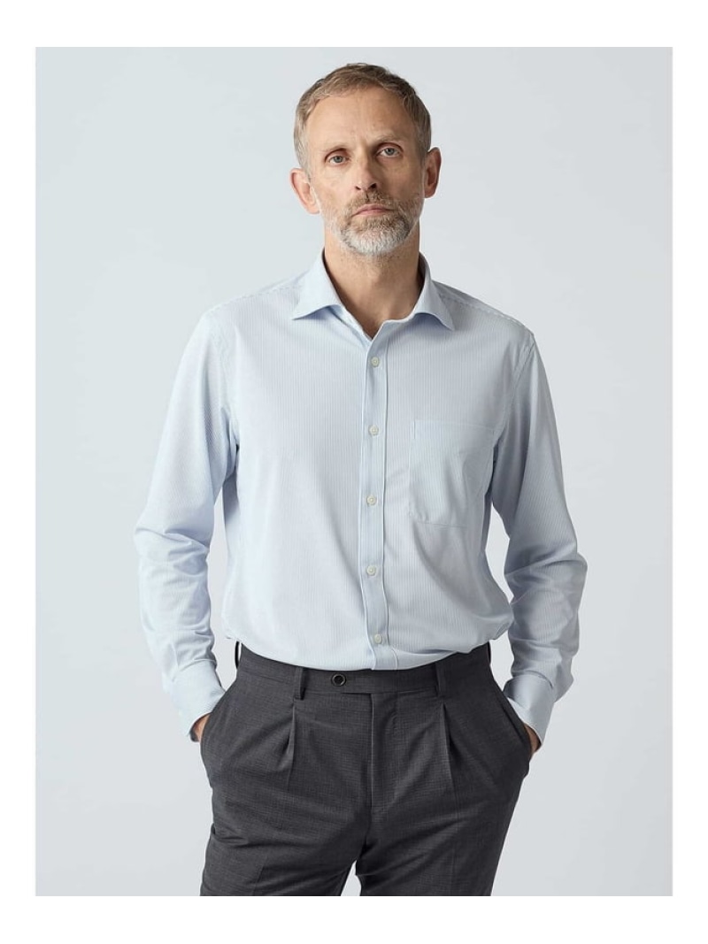 Aquascutum MEN TEC.3 Candy Stripe Shirt アクアスキュータム トップス シャツ・ブラウス ブルー グレー【送料無料】