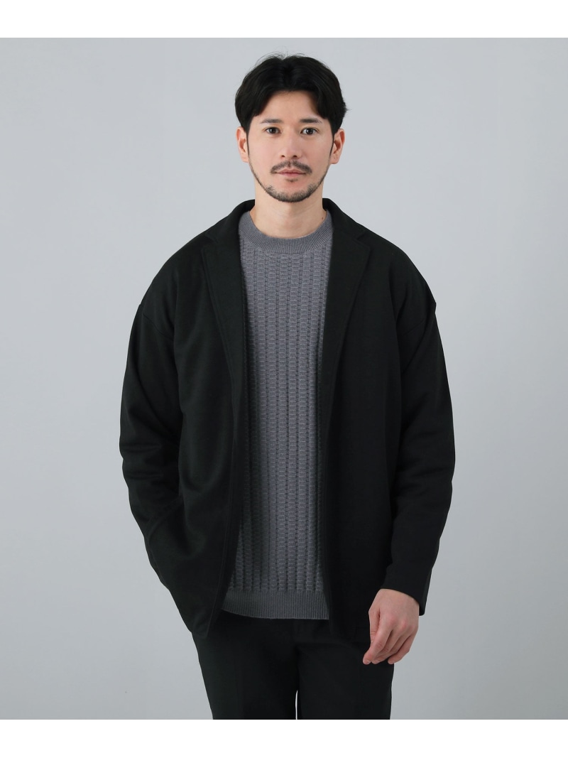 【SALE／5%OFF】ALLOWED TO UNFOLD ストレッチワッフルテーラードカーディガン カジュアル トップス カーディガン ネイビー ブラウン グレー ブラック【RBA_E】【送料無料】