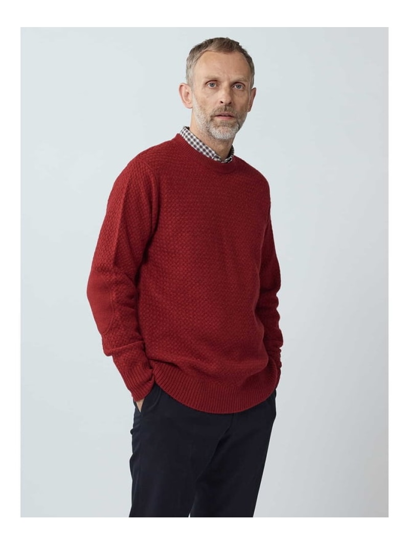 【SALE／30%OFF】Aquascutum MEN Basket-knitting crew-neck アクアスキュータム トップス 編み物 ベージュ 赤いこと【RBA_E】【貨物輸送無料】