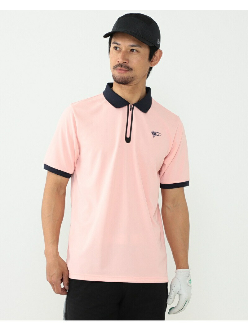 BEAMS GOLF ORANGE LABEL メッセージプリント ハーフジップ ポロシャツ ビームス ゴルフ スポーツ 水着 スポーツウェア ピンク  ホワイト ブラック ブルー 【本物新品保証】