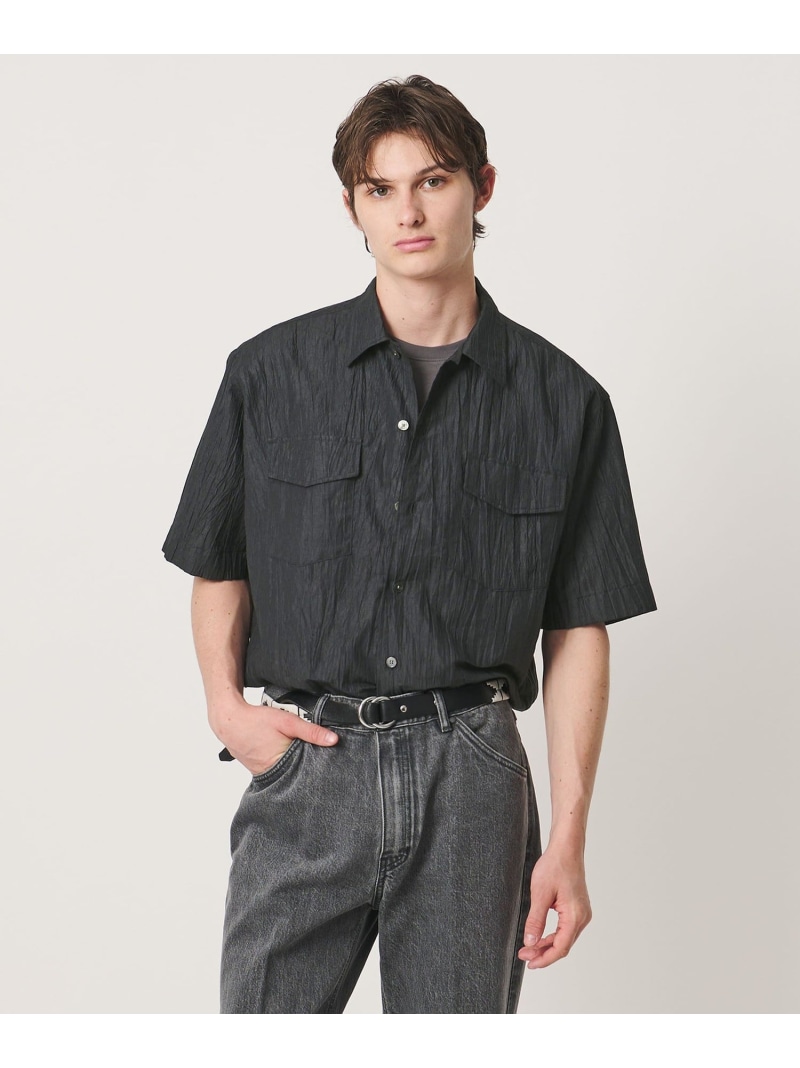 【SALE/30%OFF】UNITED ARROWS リンクル リラックス ショートスリーブシャツ ユナイテッドアローズ トップス シャツ・ブラウス ネイビー ホワイト【RBA_E】【送料無料】| Fashion Men