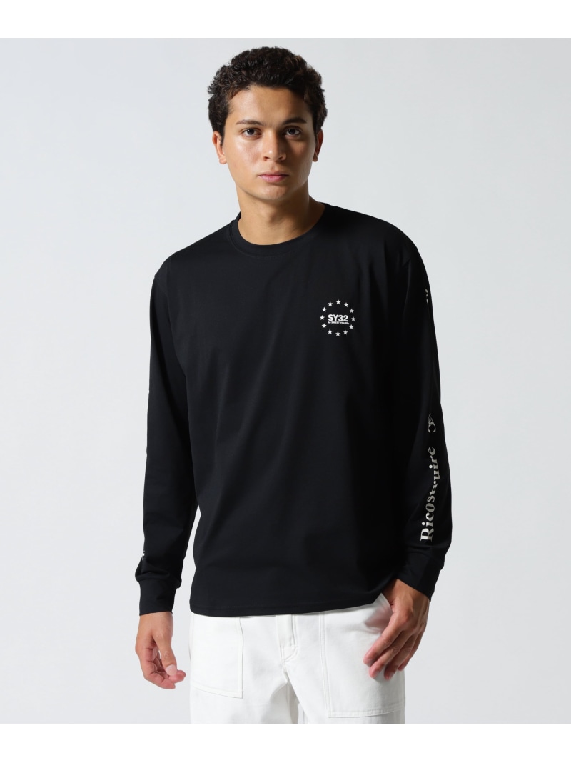 ROYAL FLASH SY32 by SWEET YEARS/SLEEVE MESSAGE L/S TEE ロイヤルフラッシュ トップス カットソー・Tシャツ ホワイト ブラック【送料無料】