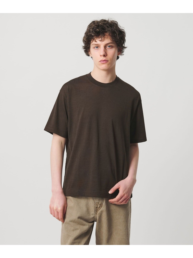 【SALE/30%OFF】UNITED ARROWS ウール マイクロボーダーTシャツ ユナイテッドアローズ トップス カットソー・Tシャツ ブラウン ブラック【RBA_E】【送料無料】| Fashion Men