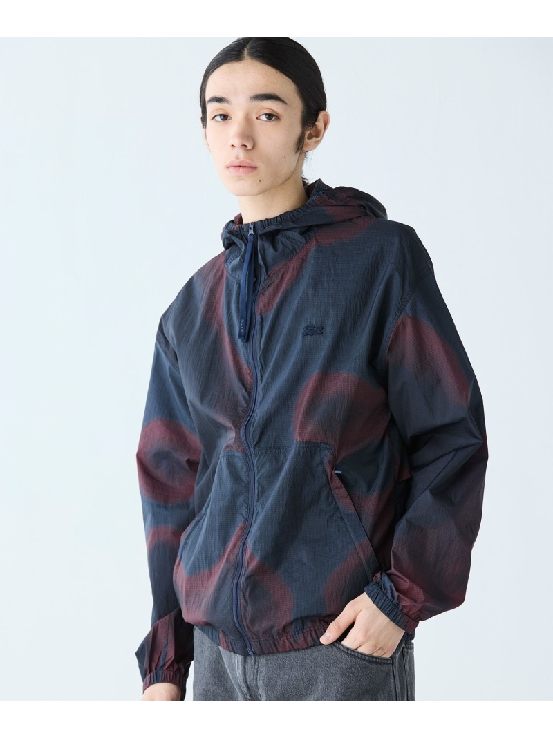 【SALE／50%OFF】LACOSTE 撥水ライトウェイトリップストップフードジャケット ラコステ ジャケット・アウター ナイロンジャケット ネイビー【RBA_E】【送料無料】