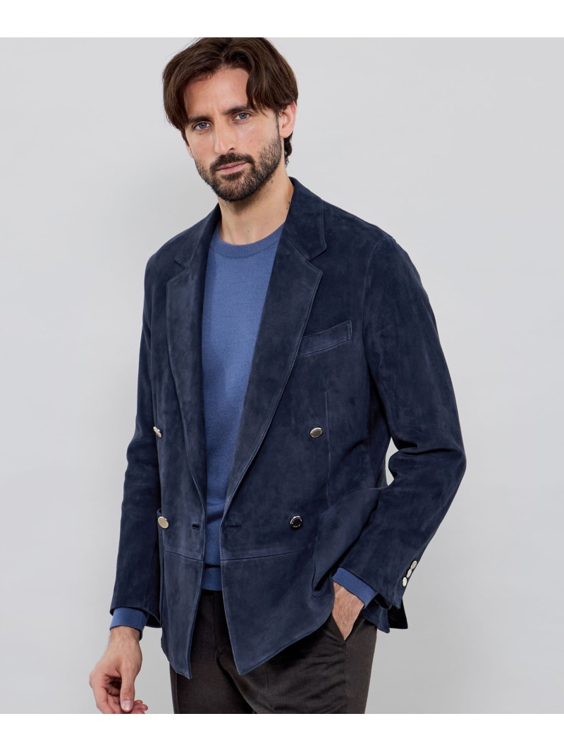 【SALE／57%OFF】MACKINTOSH LONDON ダブルブレステッドスエードジャケット マッキントッシュ ロンドン ジャケット・アウター その他のジャケット・アウター ネイビー【RBA_E】【送料無料】