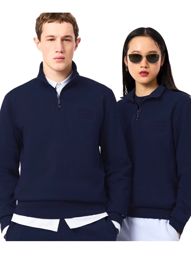 LACOSTE ハイネックエンボスハーフジップスウェットシャツ ラコステ トップス スウェット・トレーナー ネイビー【送料無料】