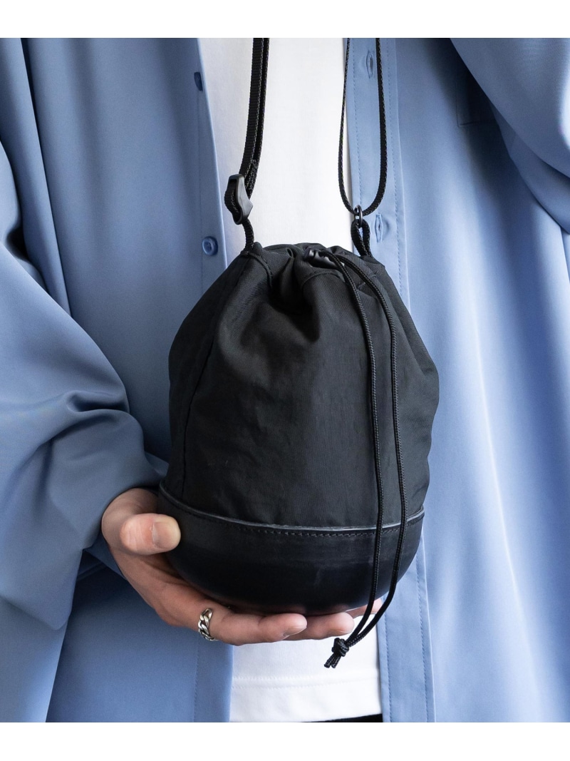 Butler Verner Sails 日本製/国産 モールドレザー シワ加工ナイロン巾着ショルダー ロッキーモンロー バッグ ショルダーバッグ ブラック グレー グリーン【送料無料】| Fashion Men