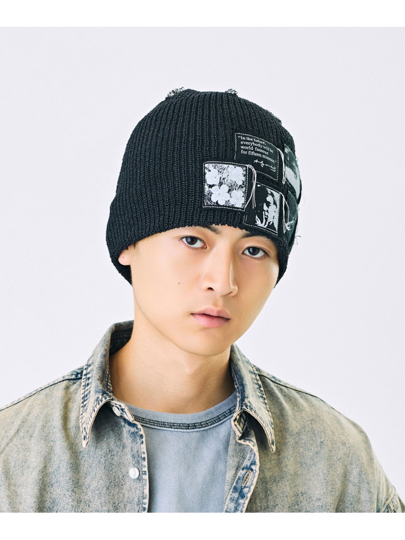 CA4LA AndyWarhol PATCH KNIT CAP カシラ 帽子 ニット帽・ビーニー ベージュ ブラック【送料無料】
