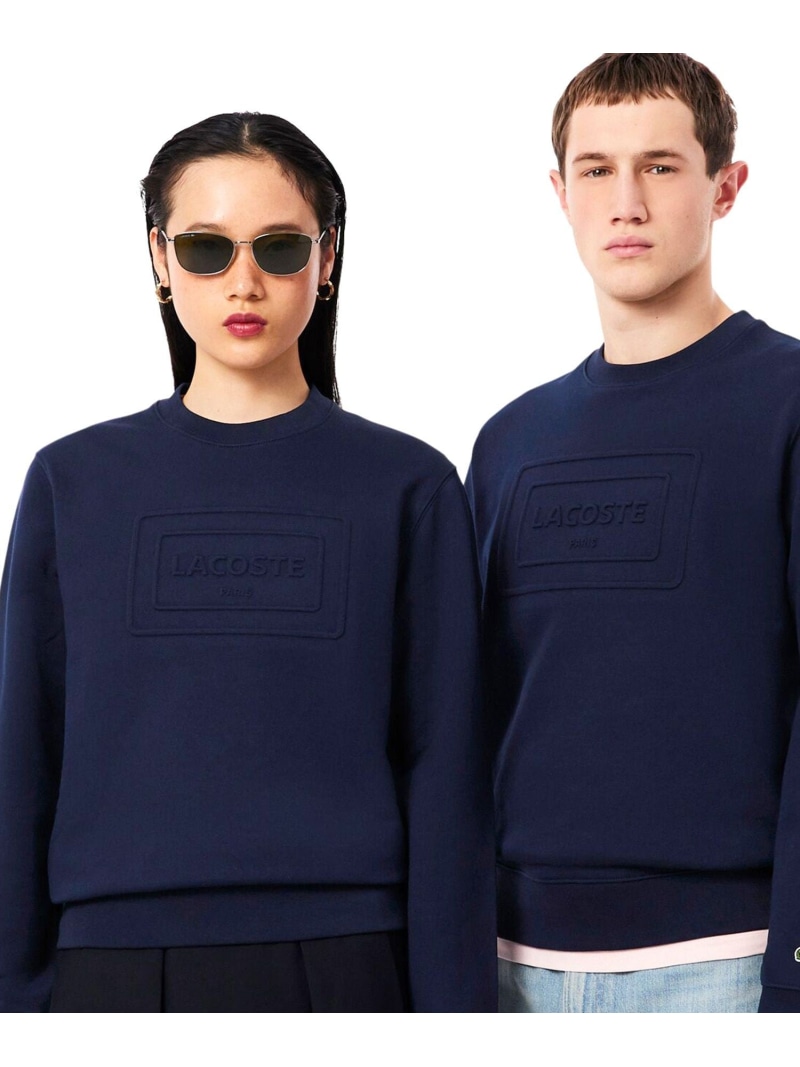 LACOSTE エンボスクルーネックスウェット ラコステ トップス スウェット・トレーナー 米国海軍【貨物輸送無料】