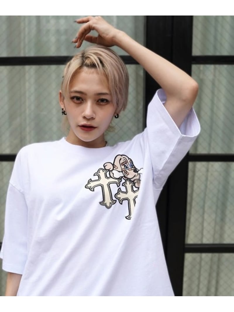 GALLIS ADDICTION 【GALFY×GALLIS ADDICTION】クロスガリノハーツTee SS(MENS/WOMENS) ジャックローズ トップス カットソー・Tシャツ ホワイト ブラック ピンク ブルー【送料無料】
