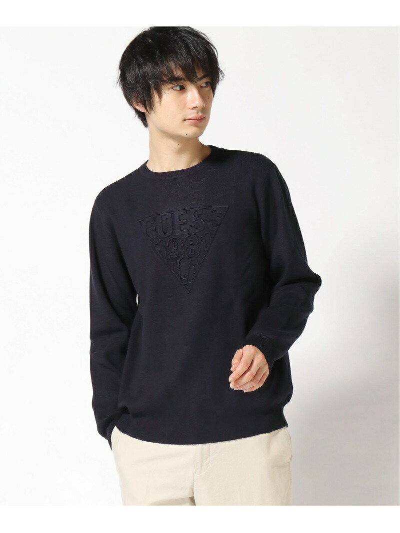 【SALE／60%OFF】GUESS GUESS スウェット (M)Embossed Logo Sweatshirt ゲス トップス スウェット・トレーナー ブルー【RBA_E】【送料無料】