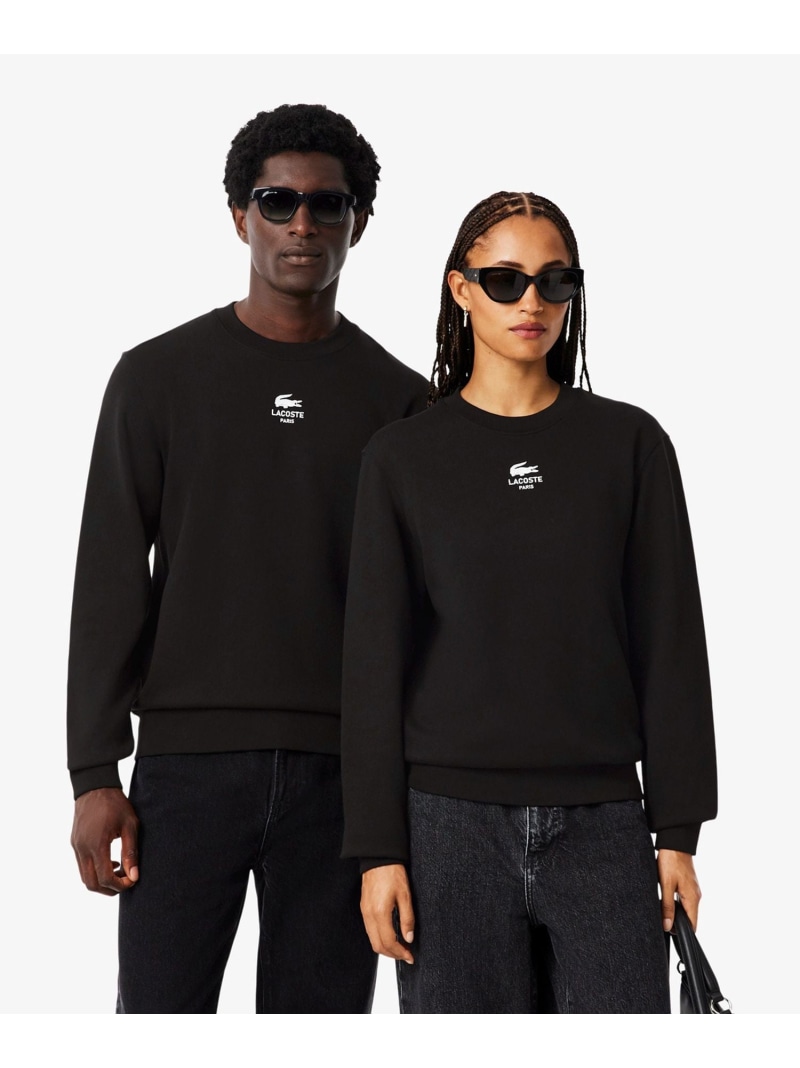 【SALE／40%OFF】LACOSTE 裏パイル地 ワンポイングラフィックプリントクルーネックスウェット トレーナー ラコステ トップス スウェット・トレーナー グリーン ブラック【RBA_E】【送料無料】