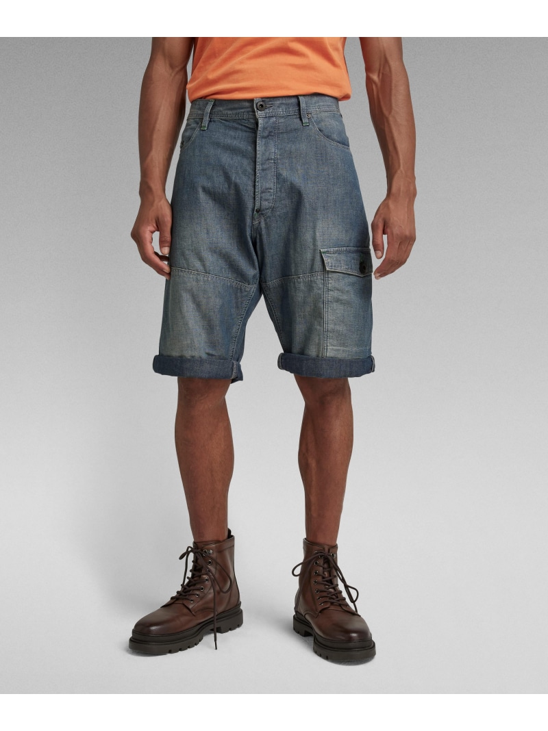 【SALE／30%OFF】G-Star RAW 【堅苦しさ販売店】BEARING CARGO SHORT/シャンブレーデニムカーゴショートパンツ ジースターロゥ ズボン下 カーゴパンツ 青色【RBA_E】【貨物輸送無料】