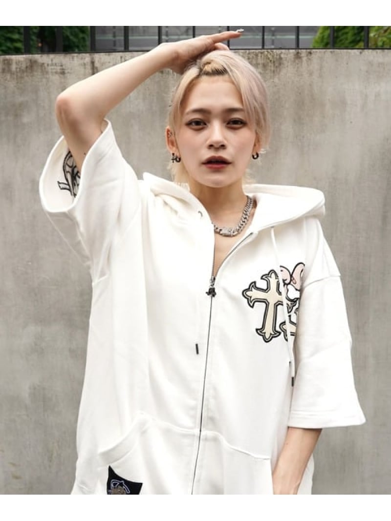 GALLIS ADDICTION 【GALFY×GALLIS ADDICTION】クロスガリノハーツ半袖パーカー*セットアップ対応(MENS/WOMENS) ジャックローズ トップス カットソー・Tシャツ ブルー ホワイト ブラック ピンク【送料無料】