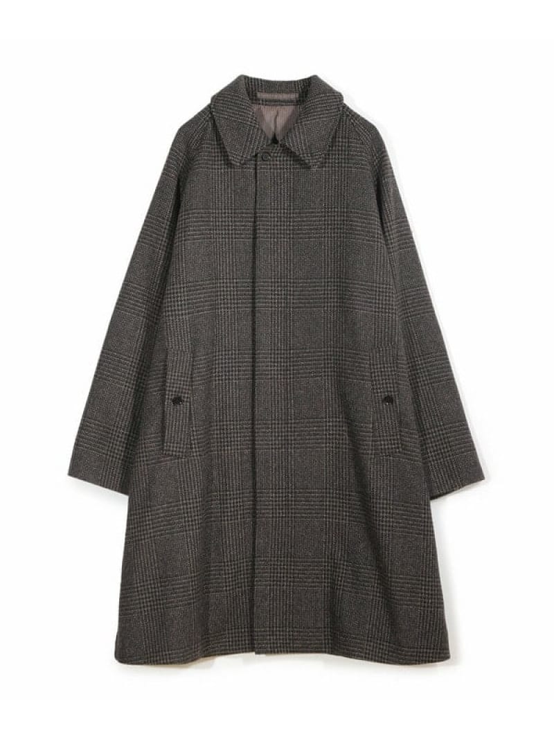 【SALE／30%OFF】MEN\u0027S BIGI グレンチェックウール ステンカラー厚地の外套 メンズ ビギ ジャケット・アウター トレンチコート 赤銅色【RBA_E】【貨物輸送無料】