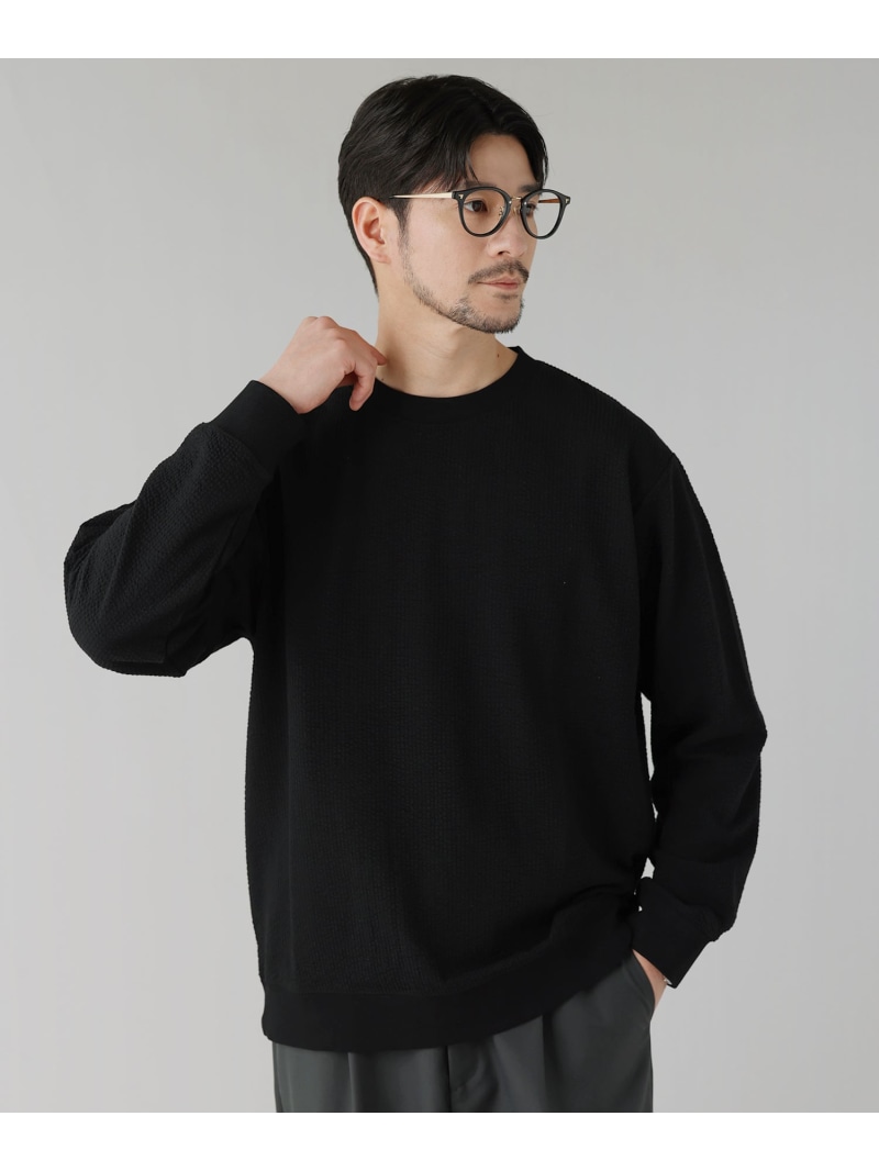 ALLOWED TO UNFOLD サッカーニット長袖カットソー カジュアル トップス スウェット・トレーナー ホワイト ブラック ネイビー【送料無料】