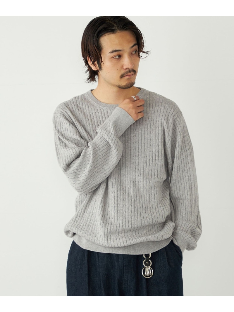 SHIPS Colors SHIPS Colors:＜洗濯機可能＞コットン カシミヤ ケーブル ニット シップス トップス ニット グレー ネイビー【送料無料】｜ Fashion Men
