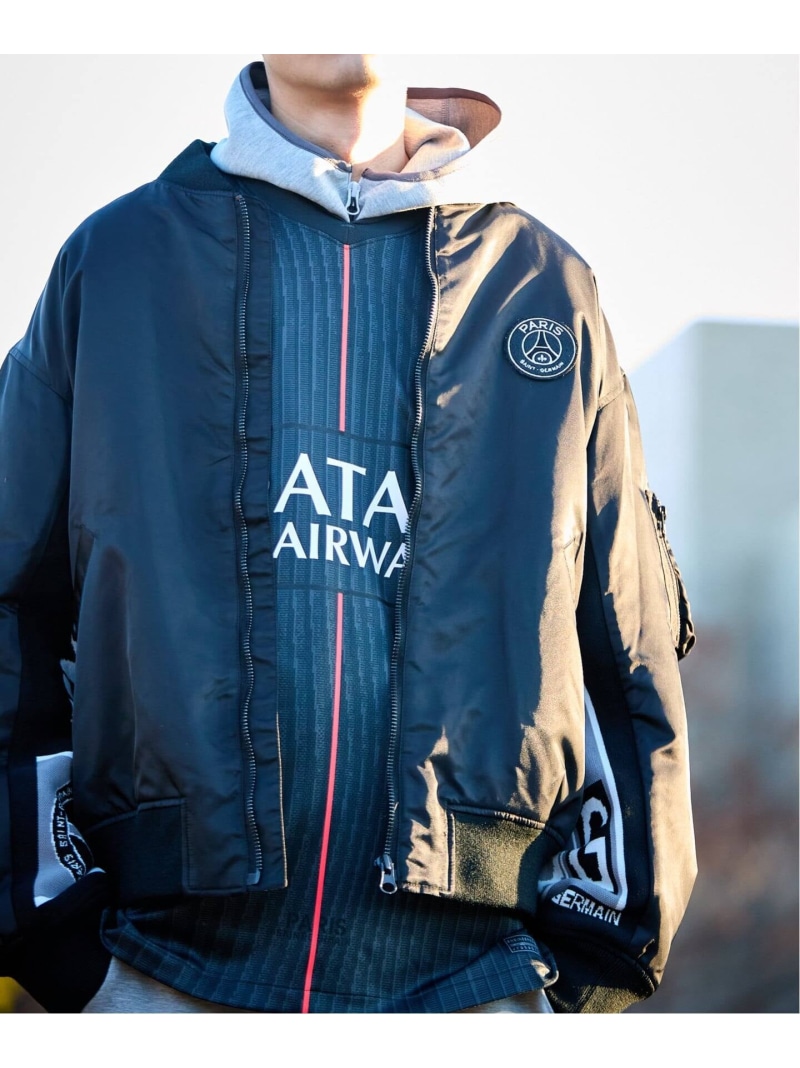 Paris Saint-Germain 【Paris Saint-Germain / パリ・サン\u003dジェルマン】 JP Vintage Scarf Bomber エディフィス ジャケット・アウター MA-1 カーキグリーン ブラック【送料無料】