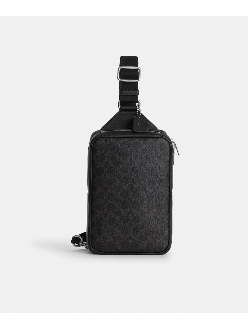 COACH OUTLET 【堅苦しさ】花の冠 風呂敷き包み 17・シグネチャー 帆布 コーチ職 逃げ道 御徒面子 ボディバッグ・ウエストポーチ 黒いこと【貨物輸送無料】
