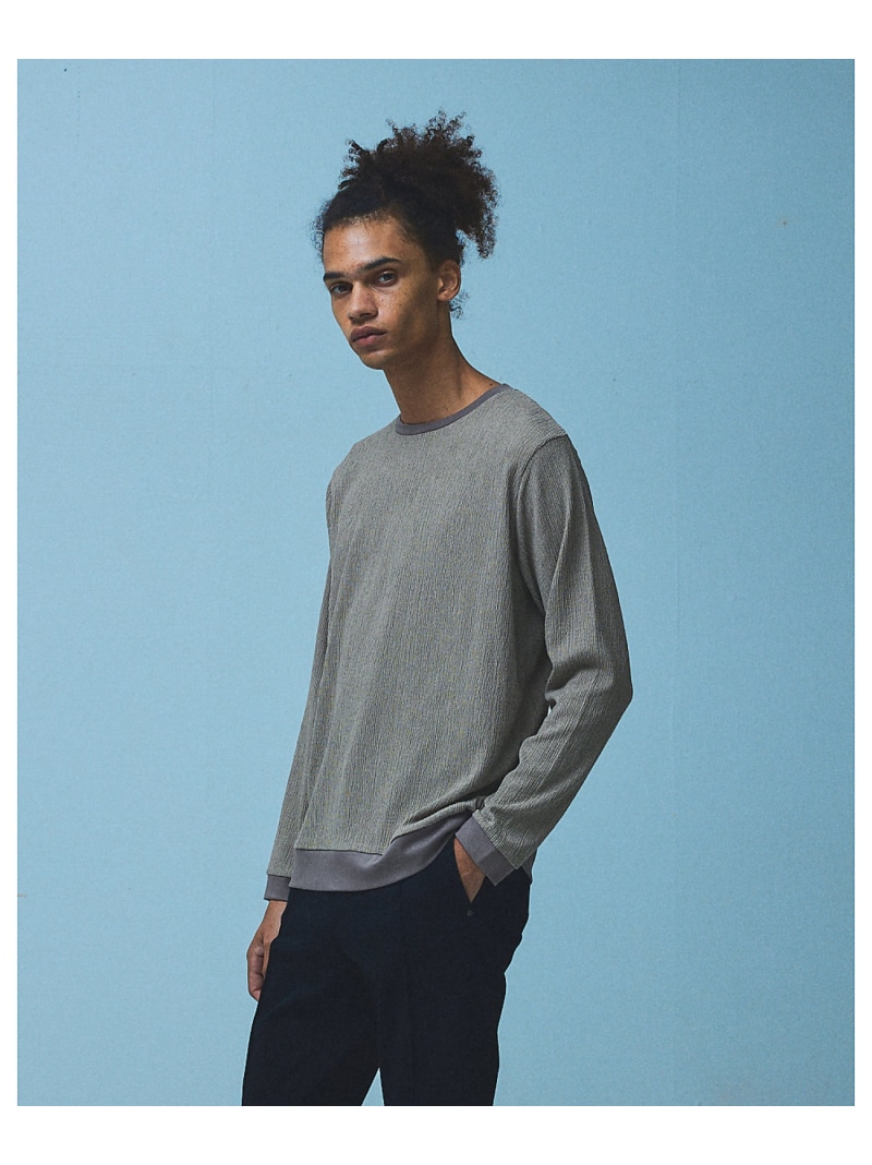 5351POUR LES HOMMES シャーリング ジャガード 長袖Tシャツ ゴーサンゴーイチプールオム トップス カットソー・Tシャツ グレー ブラック ホワイト【送料無料】