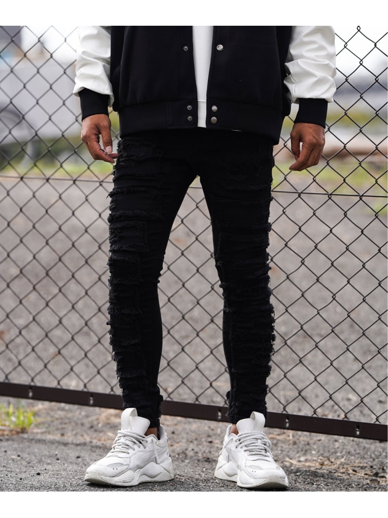 Retro Engine Retro Engine/(M)24/Fringe Denim L/PT アダムスジャグラー パンツ ジーンズ・デニムパンツ ブルー ブラック【送料無料】
