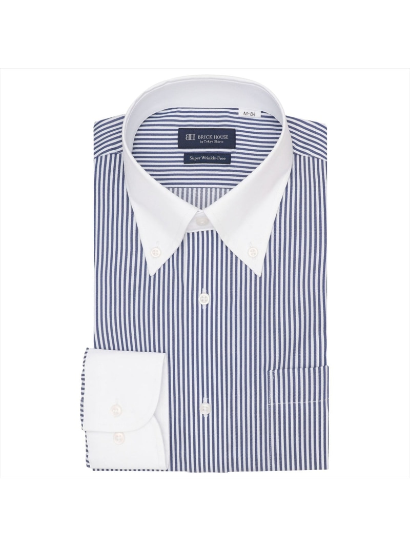 BRICK HOUSE by Tokyo Shirts 【超形態安定】 ボタンダウン 長袖 形態安定 ワイシャツ BM01K100AB16B3V-13 トーキョーシャツ スーツ・フォーマル Yシャツ・カッターシャツ ブルー【送料無料】