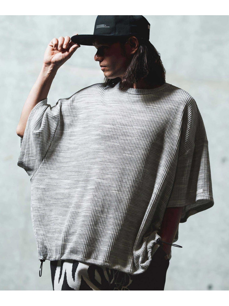 GLIMCLAP mt9695- Melange fabric Boxy silhouette T-shirt プルオーバー カンビオ トップス カットソー・プルオーバー 白いこと 黒いこと【貨物輸送無料】