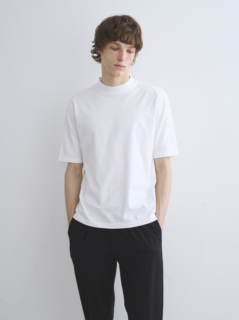 three dots Men's Powderycotton s/s mockneck スリードッツ トップス カットソー・Tシャツ ブラック グレー ホワイト【送料無料】