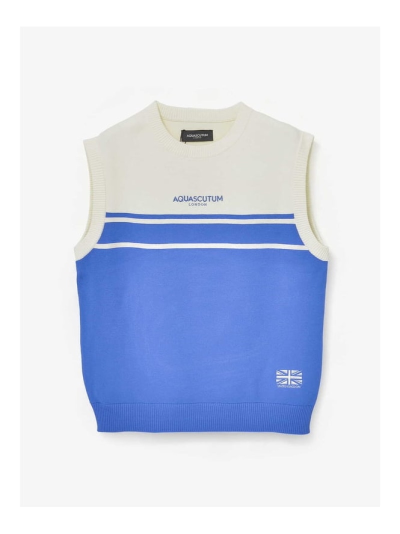 【SALE／50%OFF】Aquascutum GOLF GOLF MEN AQロゴニットベスト アクアスキュータム トップス ニット ブラック ネイビー【RBA_E】【送料無料】｜ Fashion Men 10,010円