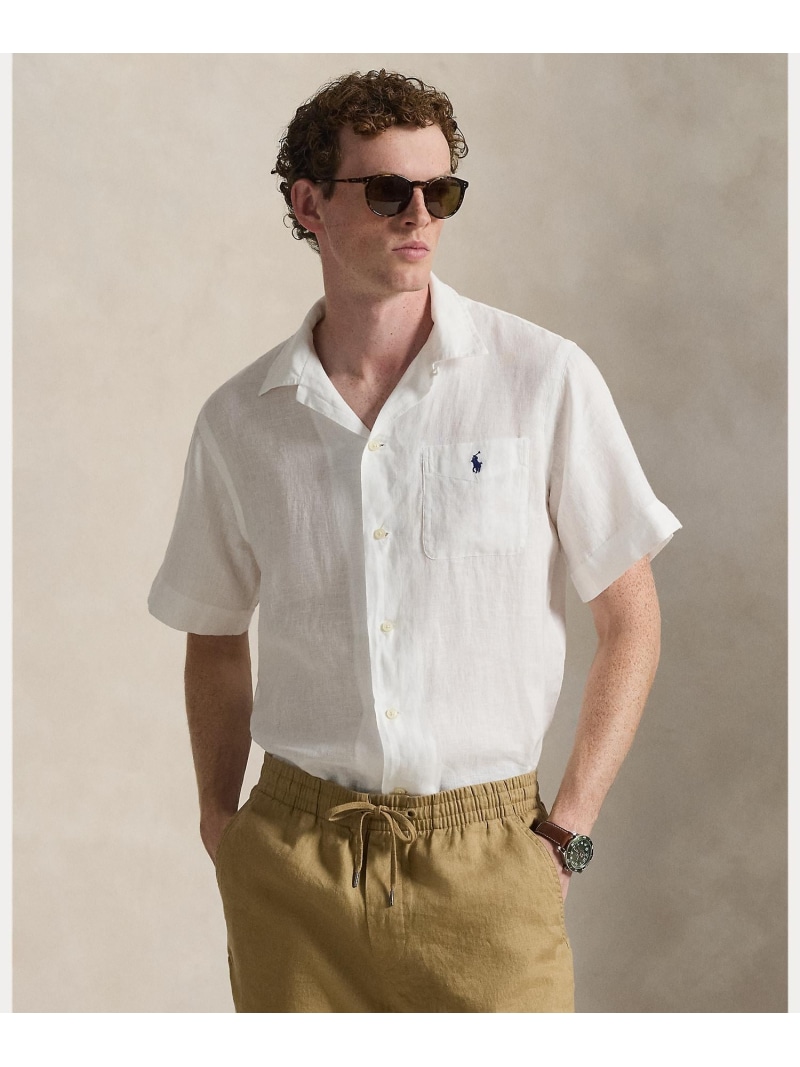 POLO RALPH LAUREN クラシック フィット リネン キャンプ シャツ ラルフローレン トップス シャツ・ブラウス ホワイト【送料無料】